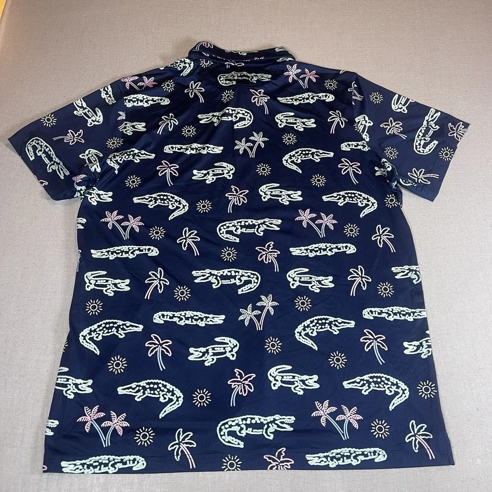 Chubbies The Weekend Has Arrived Mens Stretch Dark Blue Neon Polo Shirt XXL - Picture 6 of 8